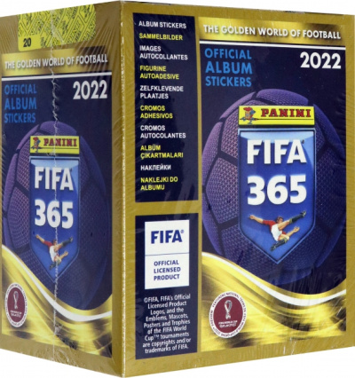 Бокс с наклейками FIFA 365-2022, 50 пакетиков с наклейками