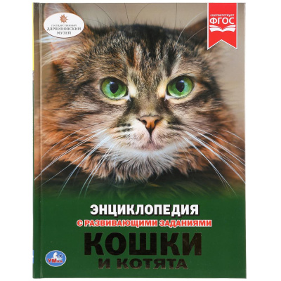: Кошки и котята. (Энциклопедия А4 с развивающими заданиями). 197х255 мм. 48 стр. Умка в кор.15шт