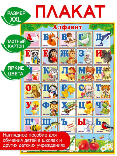 Обучающий плакат на стену по русскому языку Алфавит