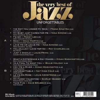 The Very Best Of Jazz Unforgettables 2 - (1 LP ) Самое лучшее различные исполнители Frank Sinatra - Nina Simone - Ray Charles - Dinah Washington и т. д.  Виниловая пластинка
