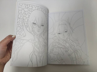 Путешествие по Тейвату с Итэром, Люмин и Паймон. Раскрась любимый волшебный мир!