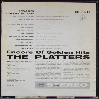 The Platters ‎: Encore Of Golden Hits (USA) Funk Rhythm & Blues, Soul LP