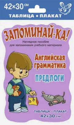 Английская грамматика. Предлоги. Таблица-плакат