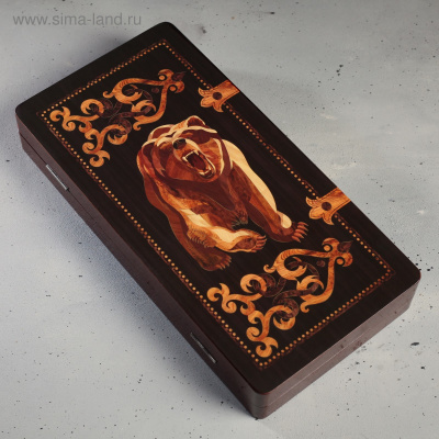 Нарды «Медведь», 40х20 см лакированные, подарочный набор для детей и взрослых