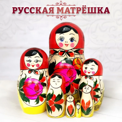 Матрешка деревянная детская семеновская 7 мест 18 см