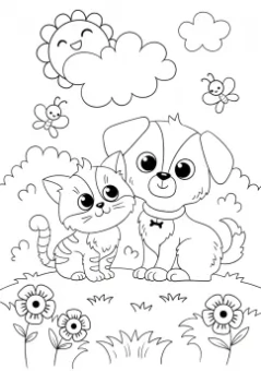 Раскраска с фломастерами. Животные