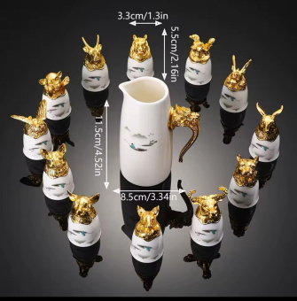 Подарочный набор / Графин и рюмки-перевертыши с знаками зодиака (цветной)