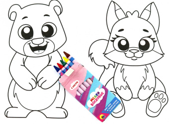 Раскраска с мелками. Дикие животные