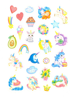 100 наклеек. Единорожки