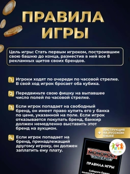 Настольная игра Монополия Империя Завладей Мировыми Брендами, классическая для всей семьи на русском языке