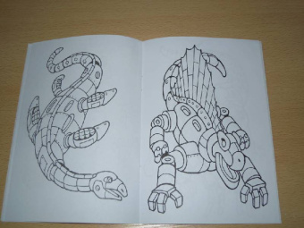 Роботы-динозавры. Раскраска