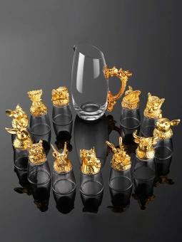 Подарочный набор / Графин и рюмки-перевертыши с знаками зодиака (прозрачный)