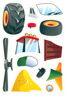 Веселый конструктор из наклеек. Едем - едем