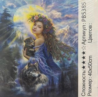 Рисование по номерам " Девушка с волками ", 40х50 см