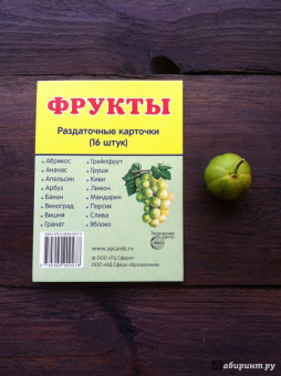Раздаточные карточки "Фрукты" (16 карточек)