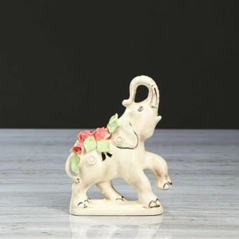 Набор статуэток "Слоны", 7 предметов, бежевый, цветная лепка, керамика