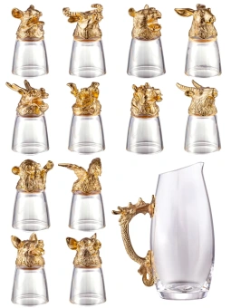 Подарочный набор / Графин и рюмки-перевертыши с знаками зодиака (прозрачный)