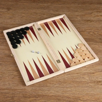 Нарды "Лабарт" деревянная доска 34*34 см, с полем для игры в шашки