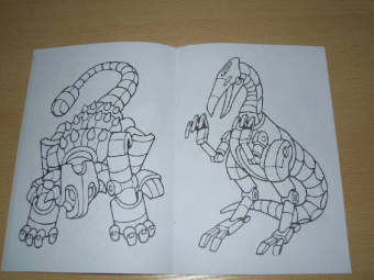 Роботы-динозавры. Раскраска