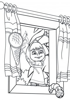 Раскраска Летний день. Маша и Медведь