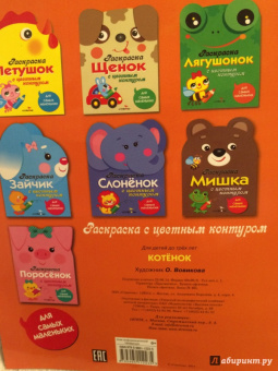 Раскраска с цветным контуром. Котенок