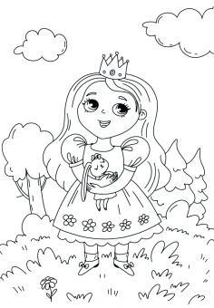 Раскраска с карандашами Прекрасные принцессы