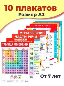 Комплект из 10 обучающих плакатов для детей от 7 лет