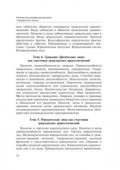 Татьяна Иванова: Учебная программа дисциплины «Гражданское право»