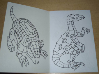 Роботы-динозавры. Раскраска