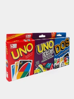 Набор настольных игр Uno, Uno Flip, Dos Карточные игры Уно для детей и взрослых