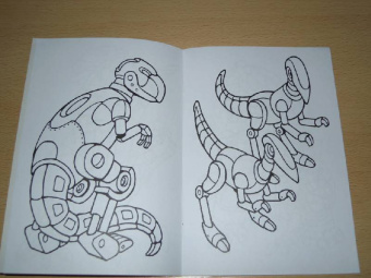 Роботы-динозавры. Раскраска