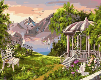 Рисование по номерам " Беседка в горах ", 40х50 см